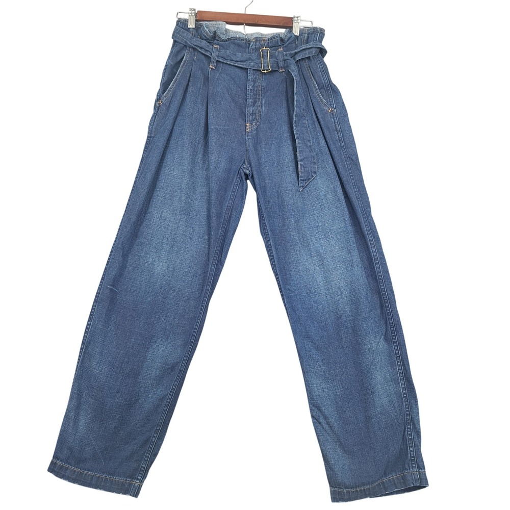 Polo Ralph Lauren Paperbag Waist Jeans 26 Belted Pleated Wide Leg Denim Boho